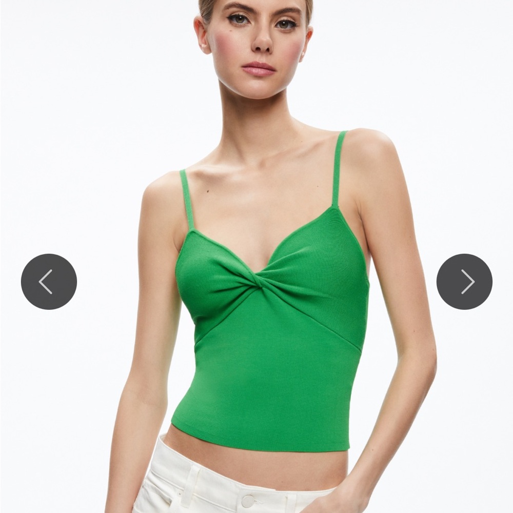 Alice + Olivia Rhonda Twisted Top in Green